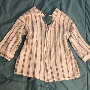 Stripped White Shirt with a Ring